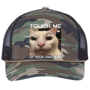 Funny Silly Cat Touch Me At Your Own Risk Sarcastic Saying Retro Rope Trucker Hat Cap