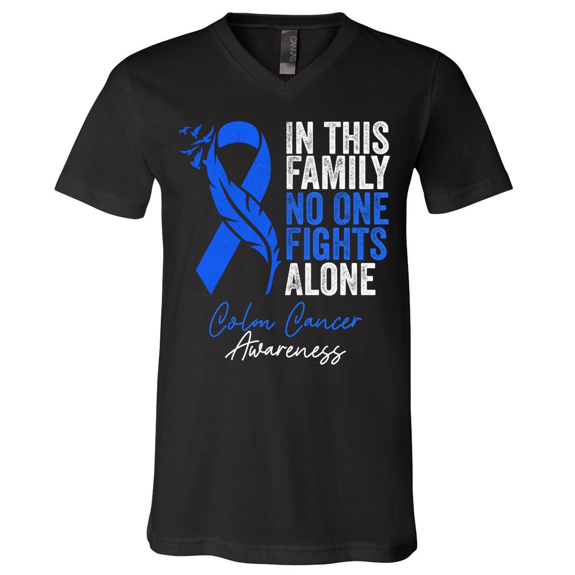 Family Support Colorectal Colonoscopy Colon Cancer Awareness V-Neck T-Shirt