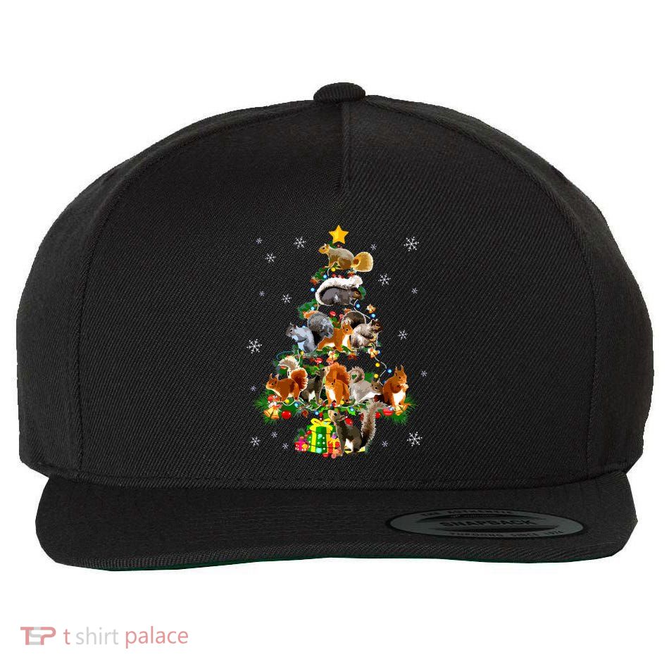 Funny Squirrel Christmas Tree Squirrel Lover Xmas Gifts Wool Snapback Cap