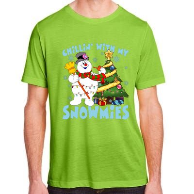 Frosty Snowman Chillin With My Snowmies Frosty Snowman Christmas Tree Adult ChromaSoft Performance T-Shirt