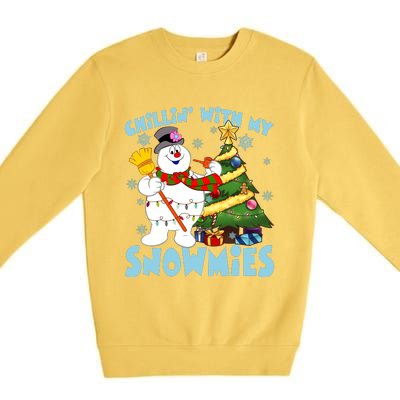 Frosty Snowman Chillin With My Snowmies Frosty Snowman Christmas Tree Premium Crewneck Sweatshirt