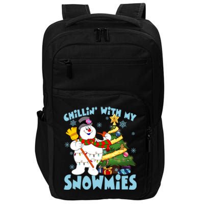 Frosty Snowman Chillin With My Snowmies Frosty Snowman Christmas Tree Impact Tech Backpack