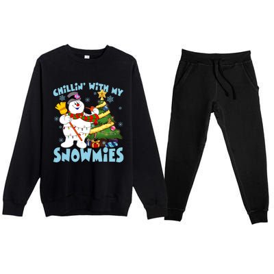 Frosty Snowman Chillin With My Snowmies Frosty Snowman Christmas Tree Premium Crewneck Sweatsuit Set