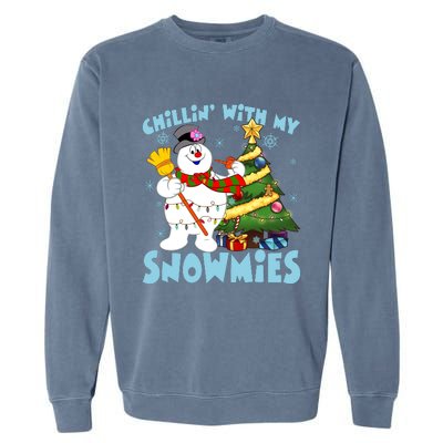 Frosty Snowman Chillin With My Snowmies Frosty Snowman Christmas Tree Garment-Dyed Sweatshirt