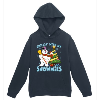 Frosty Snowman Chillin With My Snowmies Frosty Snowman Christmas Tree Urban Pullover Hoodie