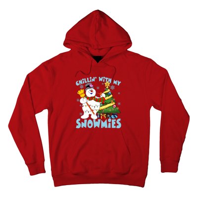 Frosty Snowman Chillin With My Snowmies Frosty Snowman Christmas Tree Hoodie