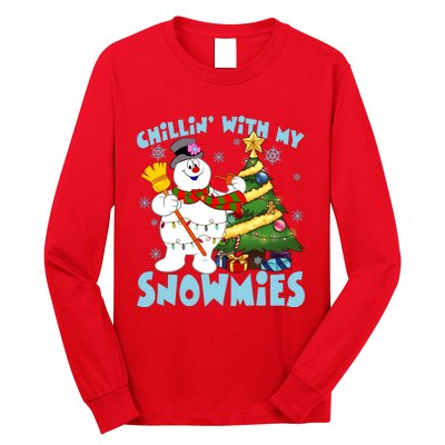 Frosty Snowman Chillin With My Snowmies Frosty Snowman Christmas Tree Long Sleeve Shirt