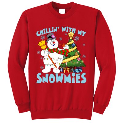 Frosty Snowman Chillin With My Snowmies Frosty Snowman Christmas Tree Sweatshirt