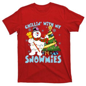 Frosty Snowman Chillin With My Snowmies Frosty Snowman Christmas Tree T-Shirt