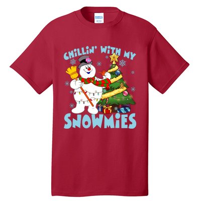 Frosty Snowman Chillin With My Snowmies Frosty Snowman Christmas Tree Tall T-Shirt