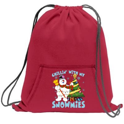 Frosty Snowman Chillin With My Snowmies Frosty Snowman Christmas Tree Sweatshirt Cinch Pack Bag