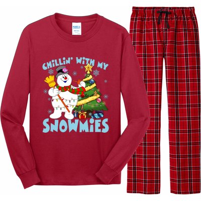 Frosty Snowman Chillin With My Snowmies Frosty Snowman Christmas Tree Long Sleeve Pajama Set