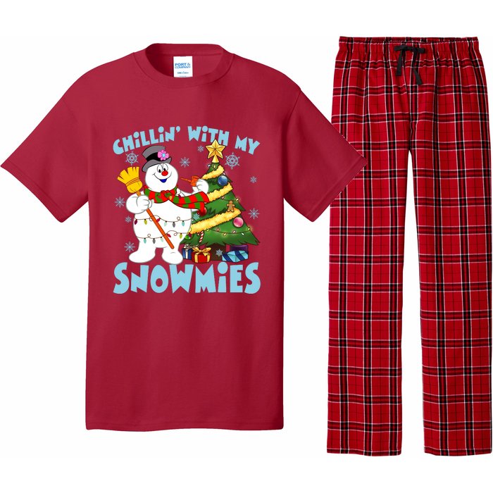 Frosty Snowman Chillin With My Snowmies Frosty Snowman Christmas Tree Pajama Set