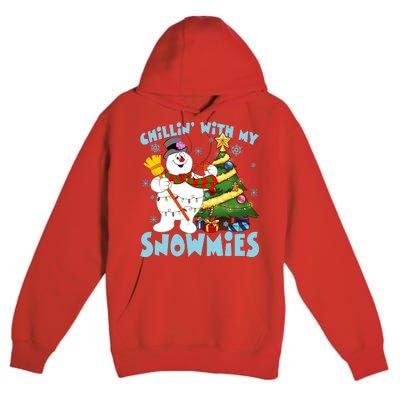 Frosty Snowman Chillin With My Snowmies Frosty Snowman Christmas Tree Premium Pullover Hoodie