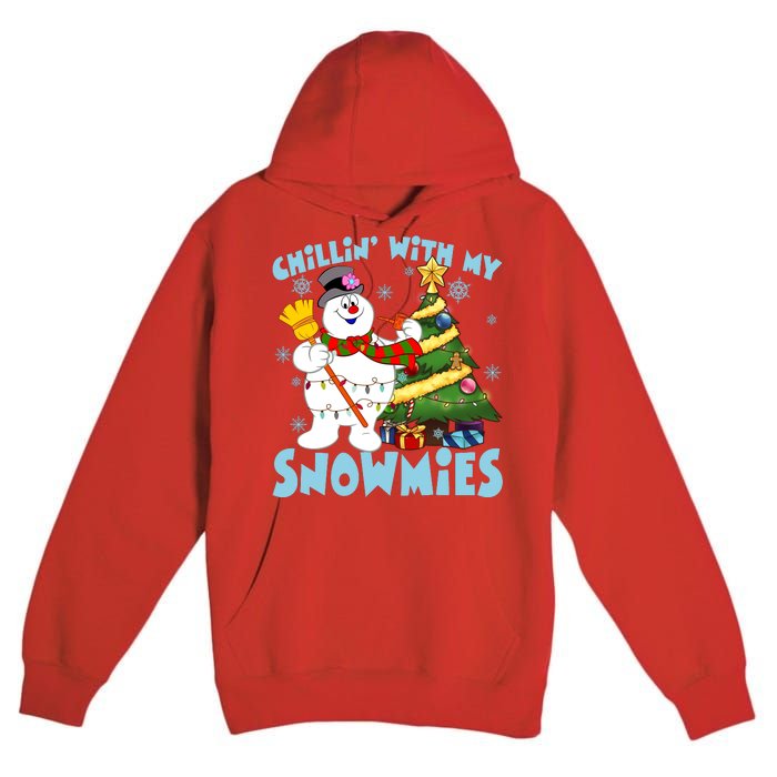 Frosty Snowman Chillin With My Snowmies Frosty Snowman Christmas Tree Premium Pullover Hoodie