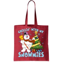 Frosty Snowman Chillin With My Snowmies Frosty Snowman Christmas Tree Tote Bag