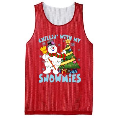 Frosty Snowman Chillin With My Snowmies Frosty Snowman Christmas Tree Mesh Reversible Basketball Jersey Tank