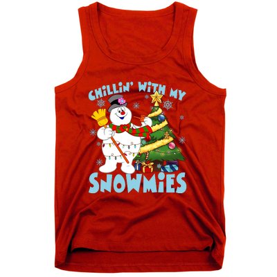 Frosty Snowman Chillin With My Snowmies Frosty Snowman Christmas Tree Tank Top