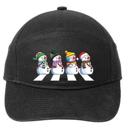 Funny Snowman Crossing Road Crosswalk Snowmies Christmas Kids 7-Panel Snapback Hat