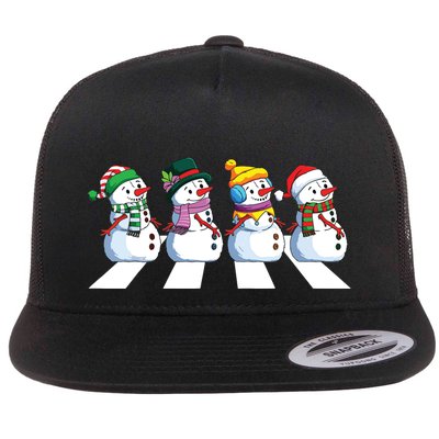 Funny Snowman Crossing Road Crosswalk Snowmies Christmas Kids Flatbill Hat