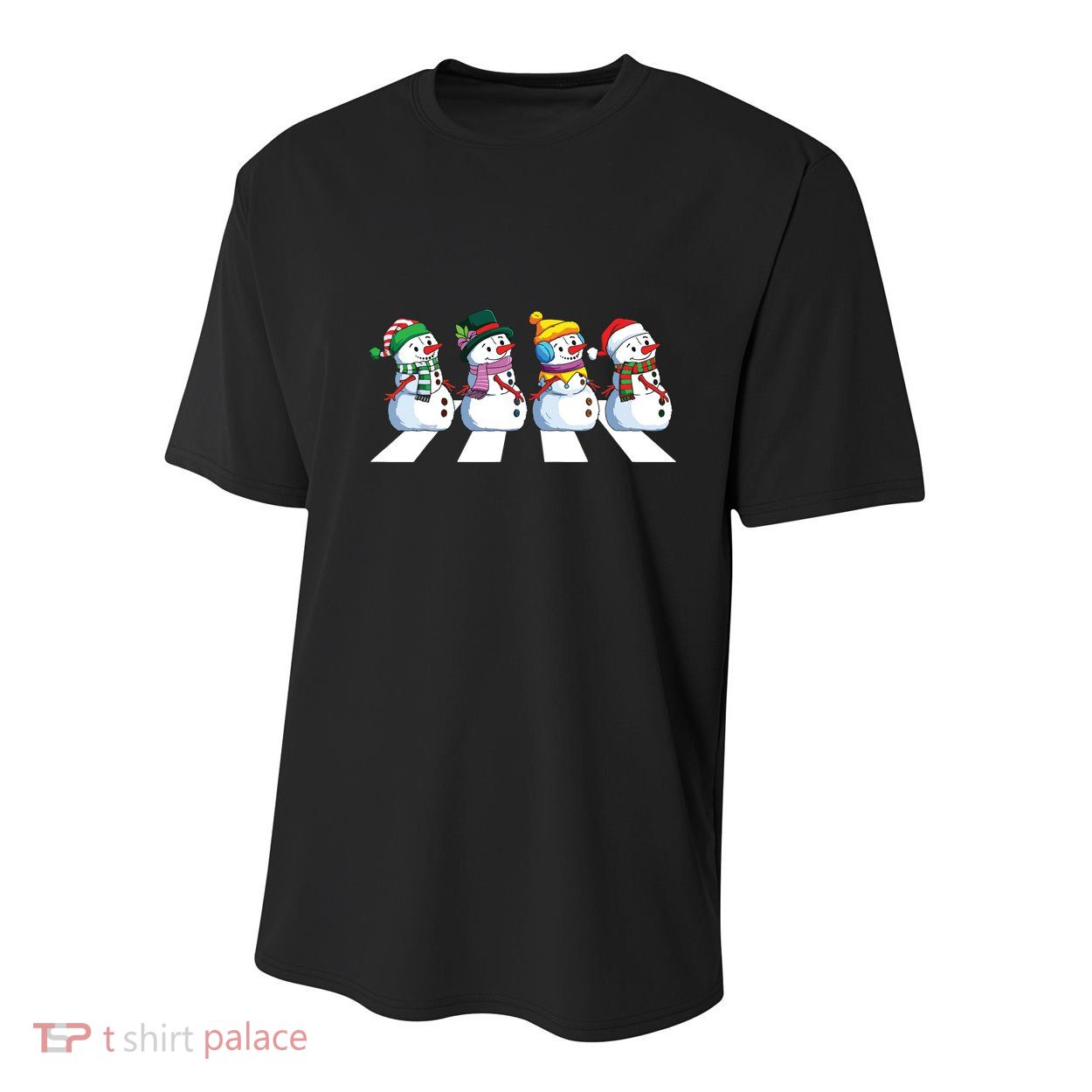 Funny Snowman Crossing Road Crosswalk Snowmies Christmas Kids Youth Performance Sprint T-Shirt