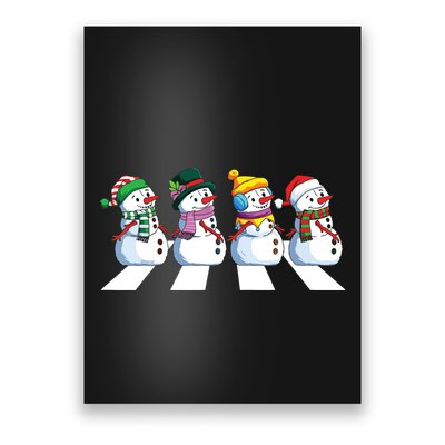Funny Snowman Crossing Road Crosswalk Snowmies Christmas Kids Poster