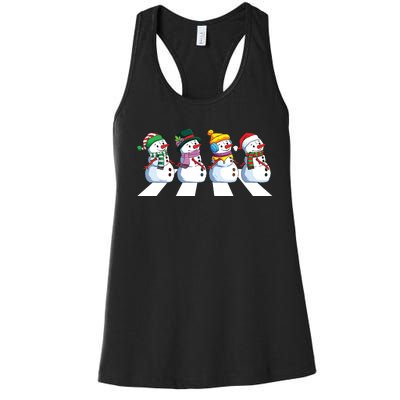 Funny Snowman Crossing Road Crosswalk Snowmies Christmas Kids Women's Racerback Tank