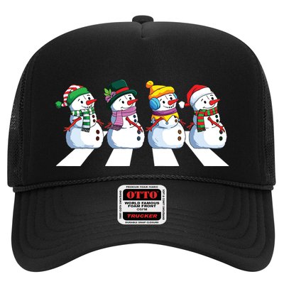 Funny Snowman Crossing Road Crosswalk Snowmies Christmas Kids Trucker Hat