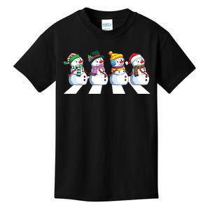 Funny Snowman Crossing Road Crosswalk Snowmies Christmas Kids Kids T-Shirt