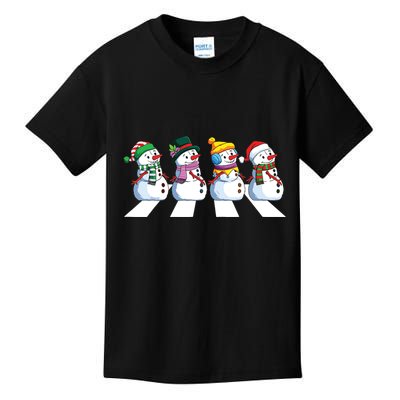 Funny Snowman Crossing Road Crosswalk Snowmies Christmas Kids Kids T-Shirt