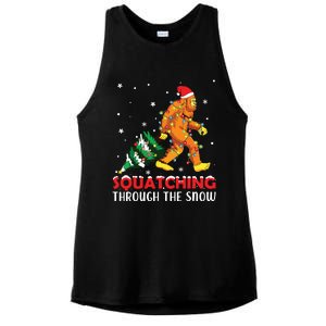 Funny Sasquatch Christmas Squatching Bigfoot Xmas Tree Light Ladies PosiCharge Tri-Blend Wicking Tank