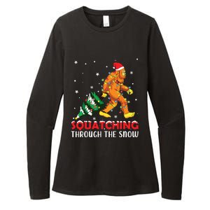 Funny Sasquatch Christmas Squatching Bigfoot Xmas Tree Light Womens CVC Long Sleeve Shirt