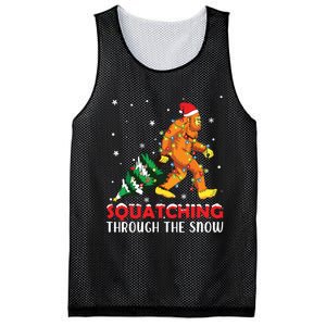 Funny Sasquatch Christmas Squatching Bigfoot Xmas Tree Light Mesh Reversible Basketball Jersey Tank