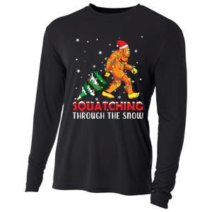 Funny Sasquatch Christmas Squatching Bigfoot Xmas Tree Light Cooling Performance Long Sleeve Crew