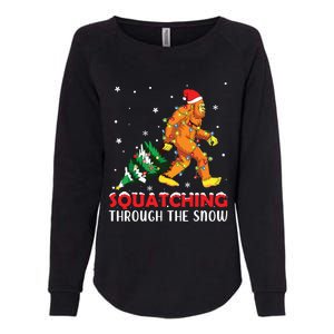 Funny Sasquatch Christmas Squatching Bigfoot Xmas Tree Light Womens California Wash Sweatshirt