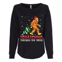 Funny Sasquatch Christmas Squatching Bigfoot Xmas Tree Light Womens California Wash Sweatshirt