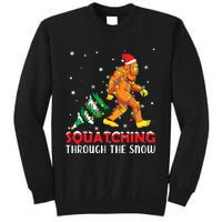 Funny Sasquatch Christmas Squatching Bigfoot Xmas Tree Light Tall Sweatshirt