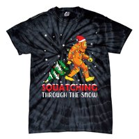 Funny Sasquatch Christmas Squatching Bigfoot Xmas Tree Light Tie-Dye T-Shirt