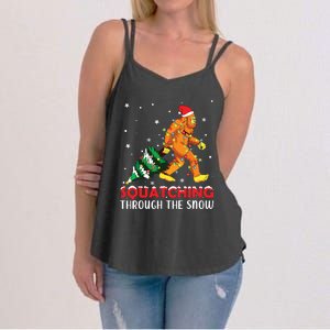 Funny Sasquatch Christmas Squatching Bigfoot Xmas Tree Light Women's Strappy Tank