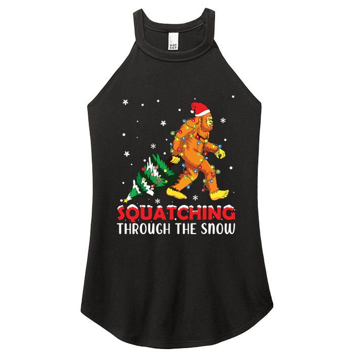 Funny Sasquatch Christmas Squatching Bigfoot Xmas Tree Light Women's Perfect Tri Rocker Tank