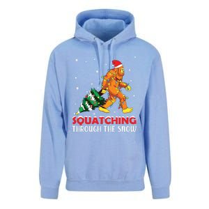 Funny Sasquatch Christmas Squatching Bigfoot Xmas Tree Light Unisex Surf Hoodie