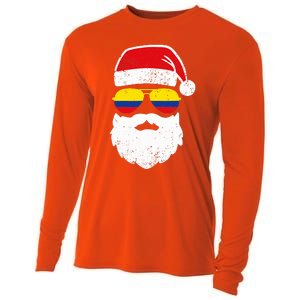 Funny Santa Claus Face Sunglasses Colombia Flag Colombian  Cooling Performance Long Sleeve Crew