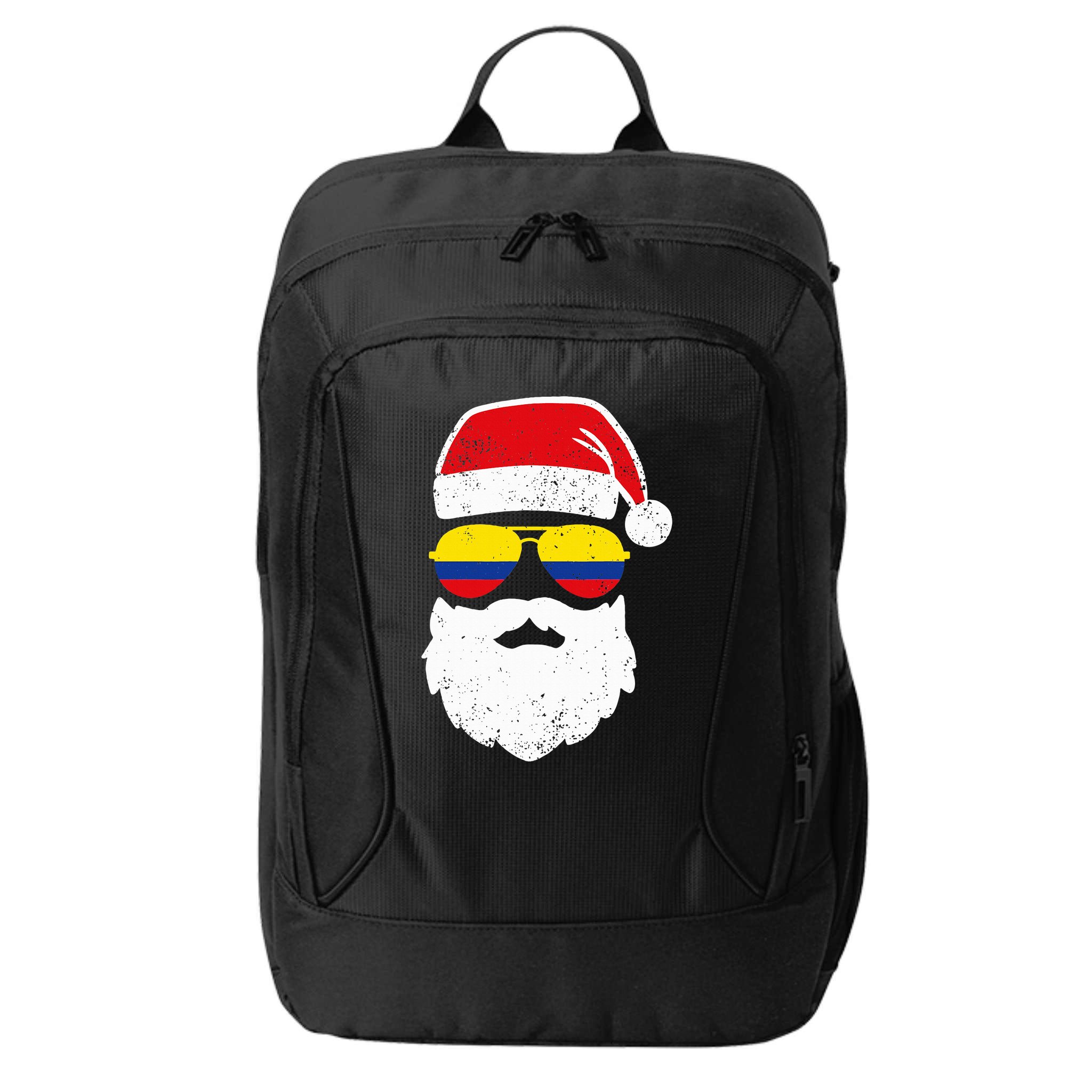 Funny Santa Claus Face Sunglasses Colombia Flag Colombian  City Backpack
