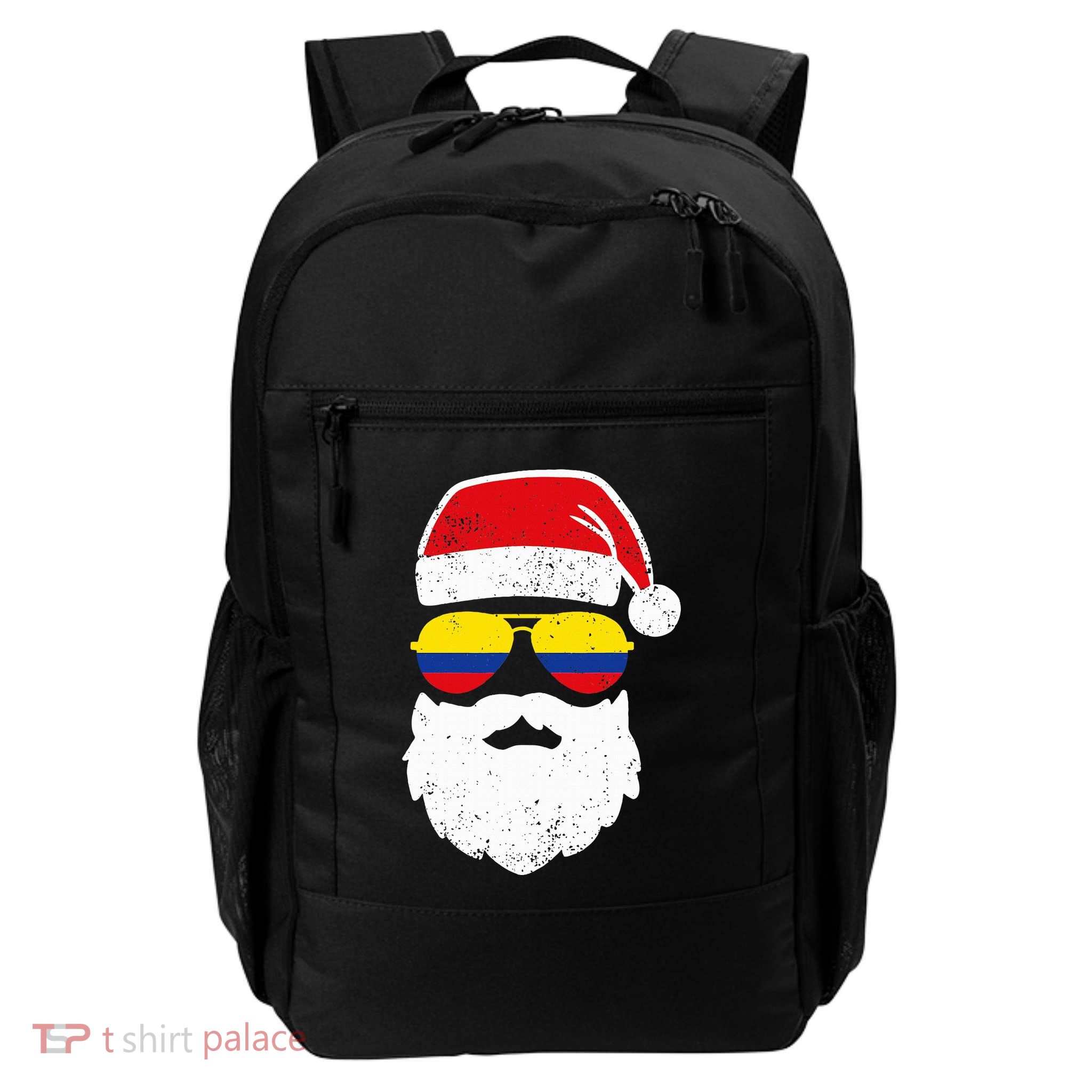 Funny Santa Claus Face Sunglasses Colombia Flag Colombian  Backpack