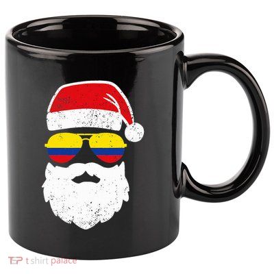 Funny Santa Claus Face Sunglasses Colombia Flag Colombian  11oz C Handle Ceramic Mug