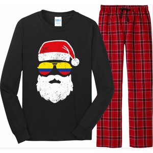 Funny Santa Claus Face Sunglasses Colombia Flag Colombian  Long Sleeve Pajama Set