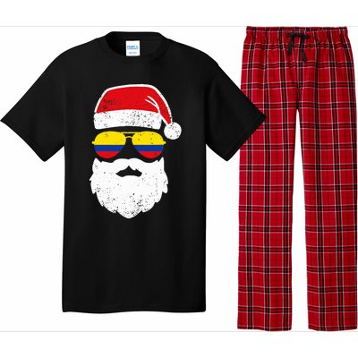 Funny Santa Claus Face Sunglasses Colombia Flag Colombian  Pajama Set