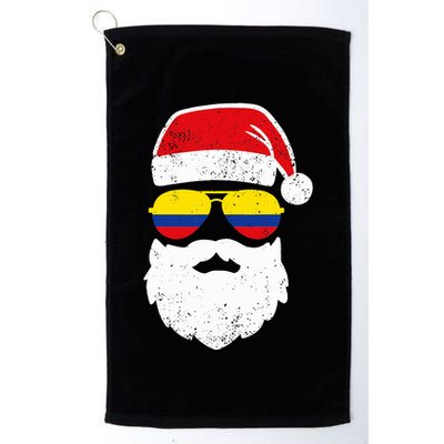 Funny Santa Claus Face Sunglasses Colombia Flag Colombian  Golf Towel