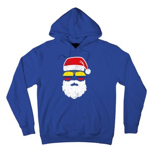 Funny Santa Claus Face Sunglasses Colombia Flag Colombian  Hoodie