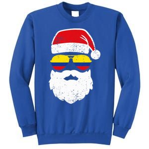 Funny Santa Claus Face Sunglasses Colombia Flag Colombian  Sweatshirt